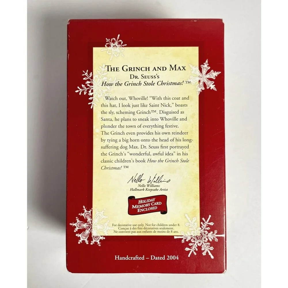 Dr Seuss and Max Hallmark Keepsake Ornament 2004 Includes Hanger No Card